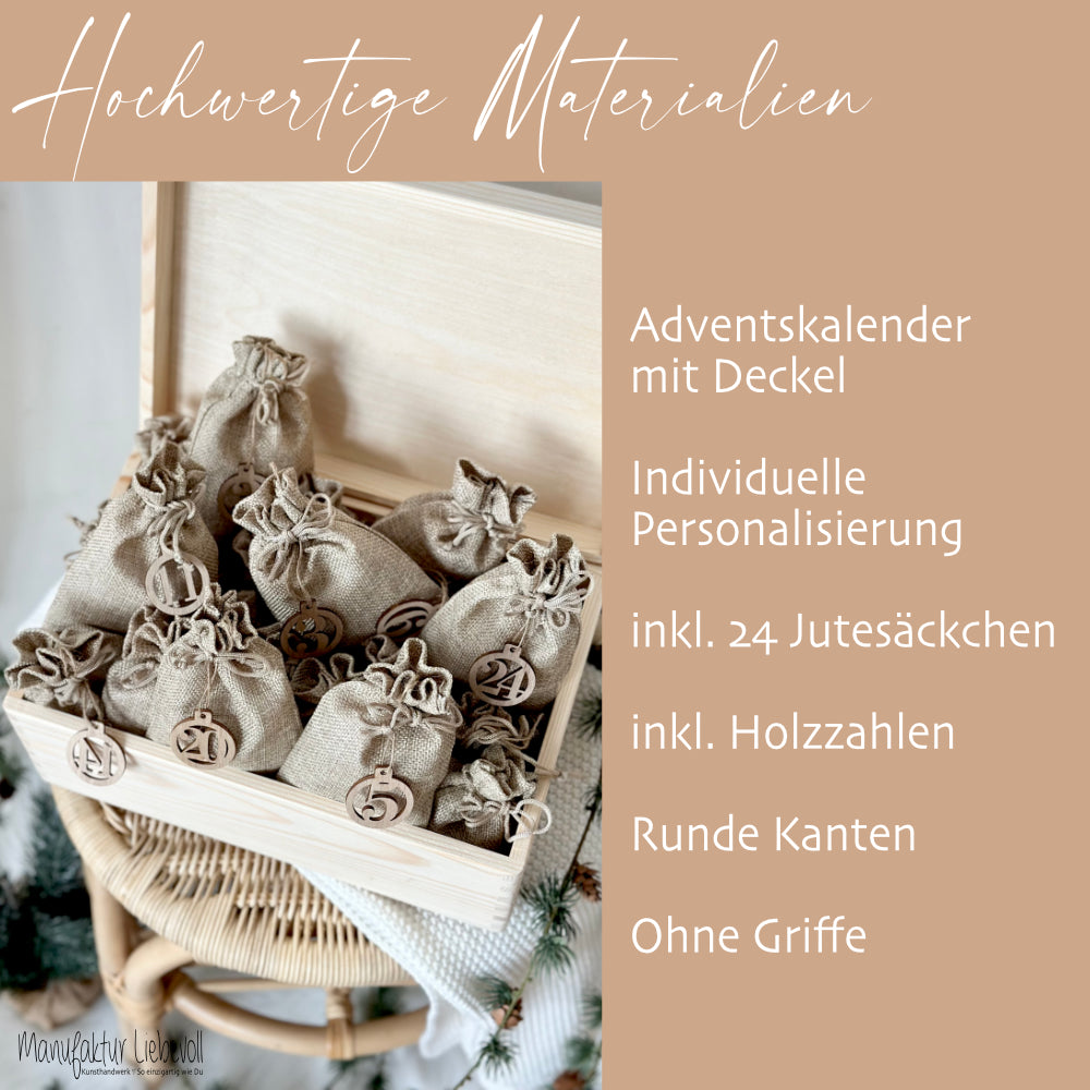 Adventskalender "Adventskerzen", Personalisierte Adventskiste zum Befüllen für die Weihnachtszeit