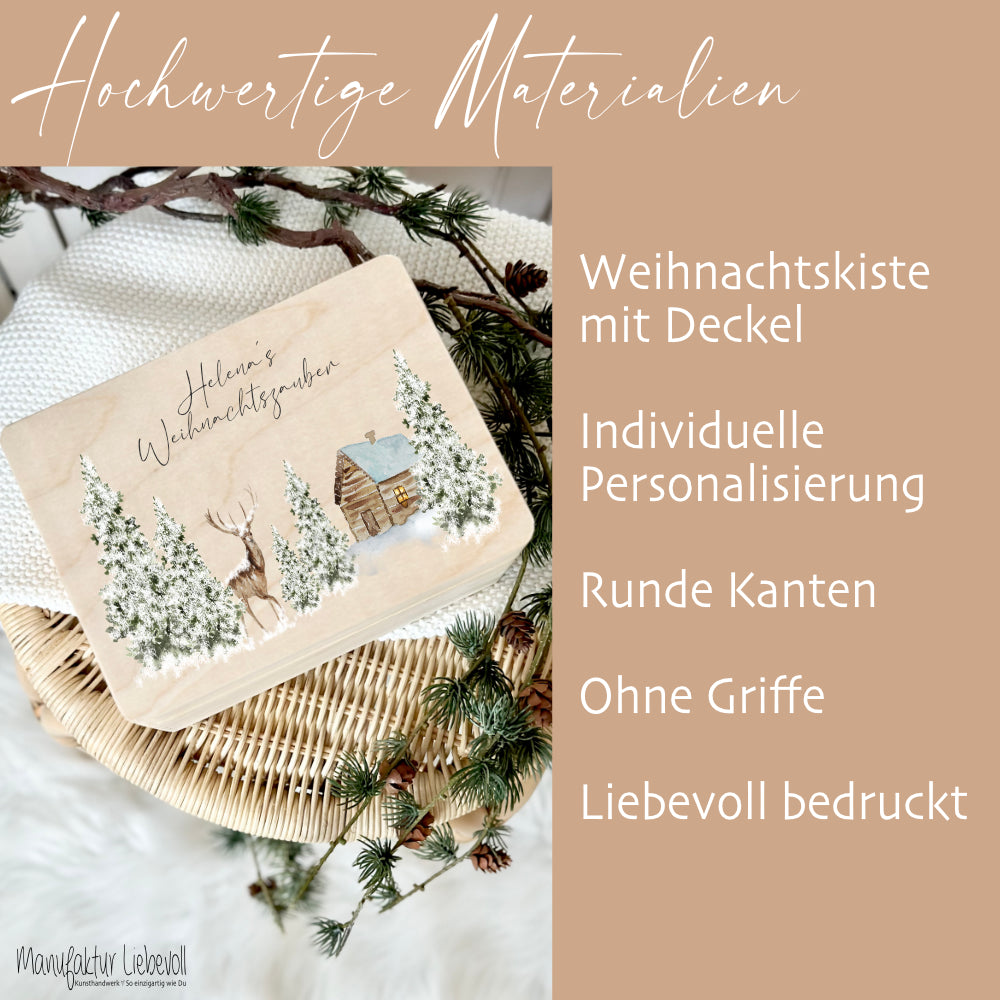 Weihnachten Holzbox Personalisiert Geschenk Frohe Weihnachten Personalisierte Heiligabend Box für Kinder Familie Frauen Freundin Holzkiste