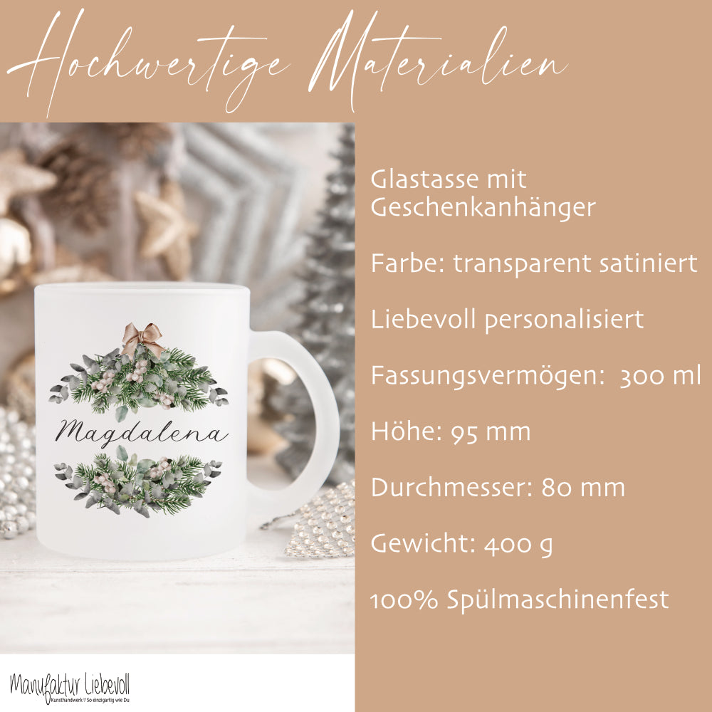 Tasse Weihnachten Personalisiert Glastasse Weihnachtsgeschenk Glühweintasse Weihnachtspunsch Name Geschenk Nikolaus | Große Motivauswahl