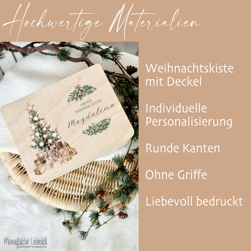 Personalisierte Heiligabend Box Holzbox Personalisiert Weihnachten Geschenk Frohe Weihnachten für Kinder Familie Frauen Freundin Holzkiste