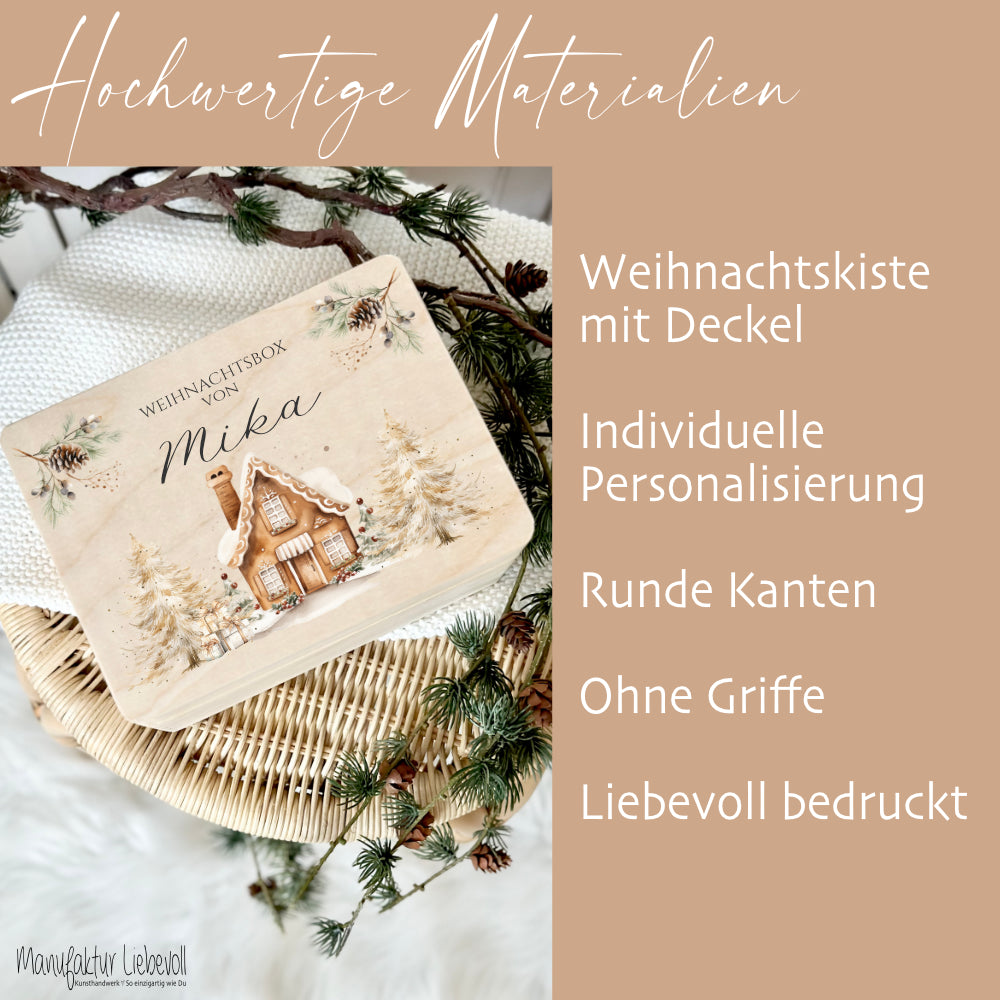 Heiligabend Box Personalisiert Holzbox Personalisiert Weihnachten Geschenk Frohe Weihnachten für Kinder Familie Frauen Freundin Holzkiste