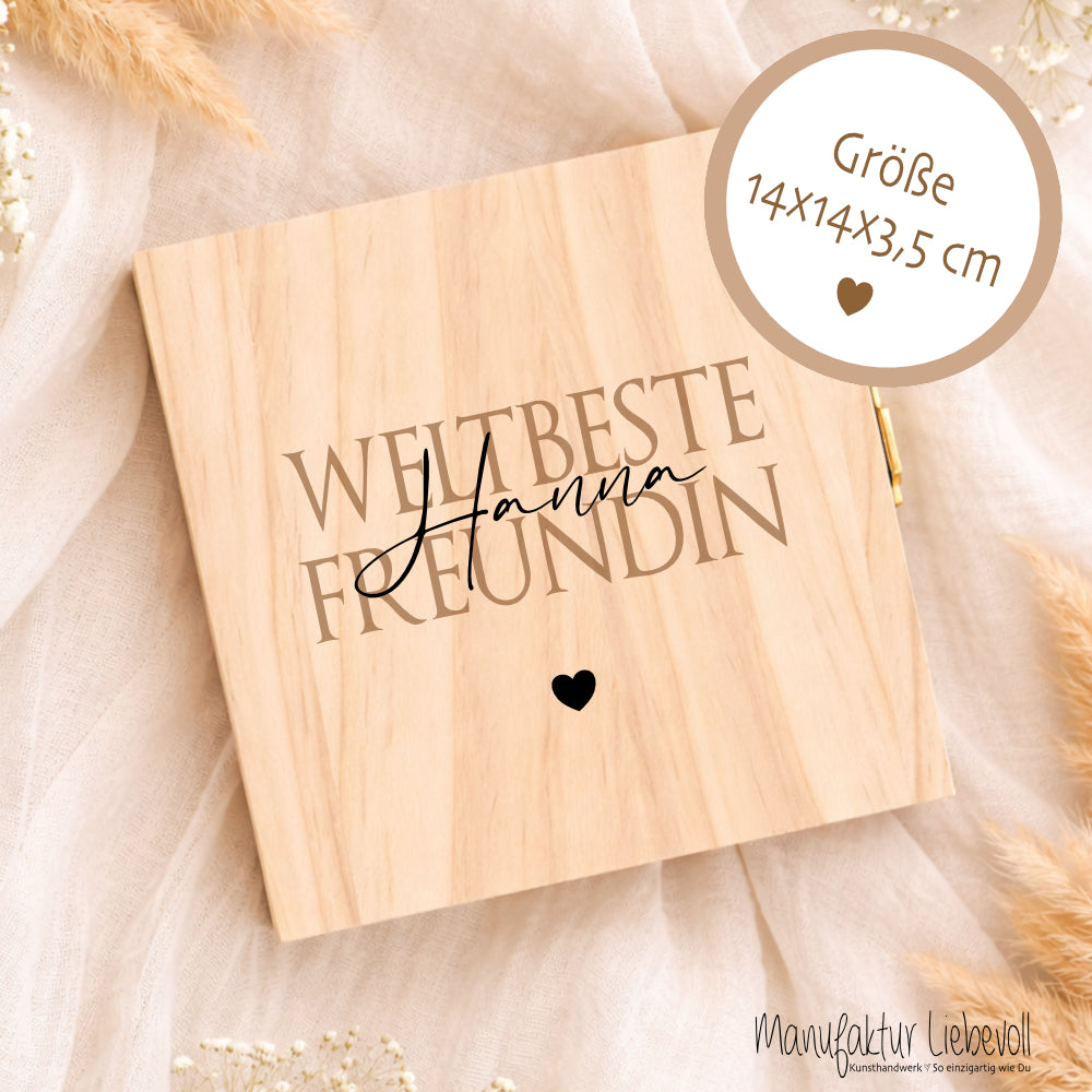 Geschenk Freundin personalisiert | Beste Freundin Geschenk Geburtstag Weihnachten | Fotogeschenk Holzbox mit Namen I Dankeschön Freundin