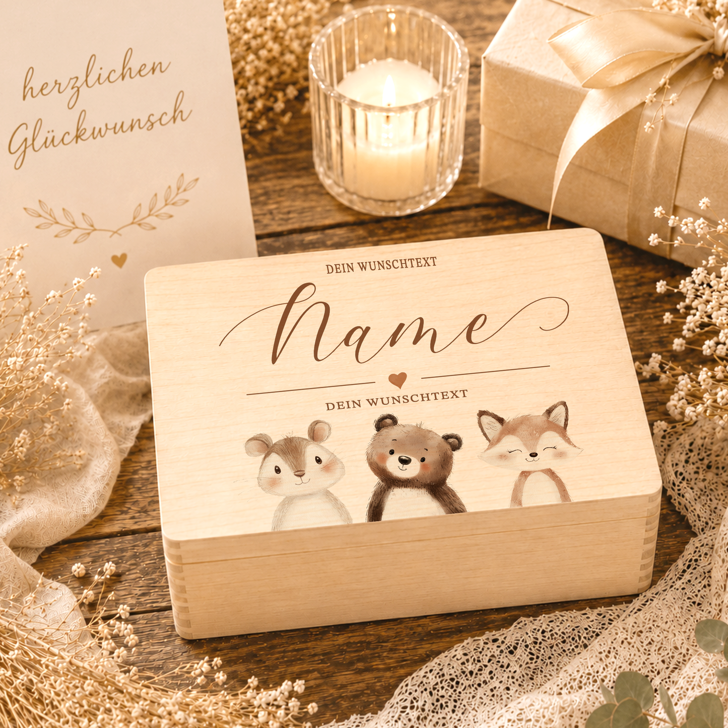 Personalisierte Erinnerungskiste Baby mit Namen, Geschenk zur Geburt, Taufgeschenk, Holzkiste Kinder, Erinnerungsbox Baby, Geschenk  Kind