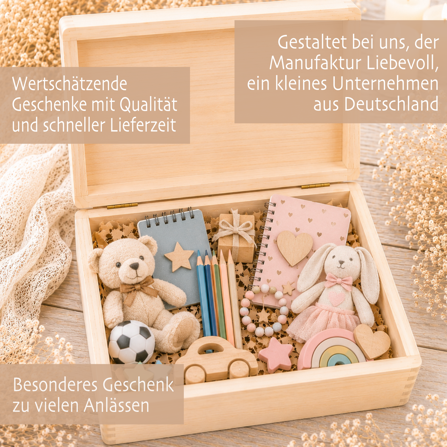 Personalisierte Erinnerungskiste Baby mit Namen, Geschenk zur Geburt, Taufgeschenk, Holzkiste Kinder, Erinnerungsbox Baby, Geschenk  Kind