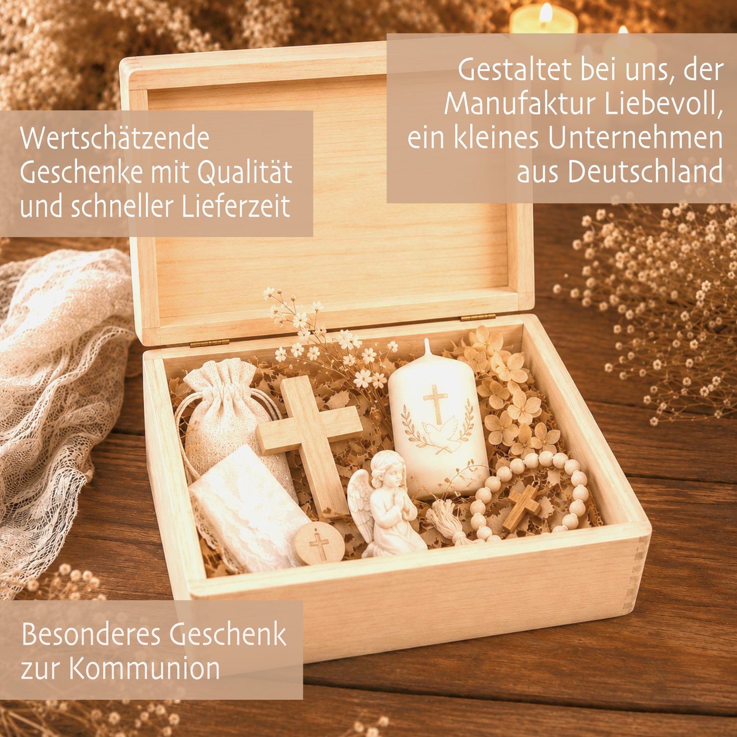 Erinnerungskiste Kommunion mit Namen & Datum | Personalisiertes Kommunionsgeschenk