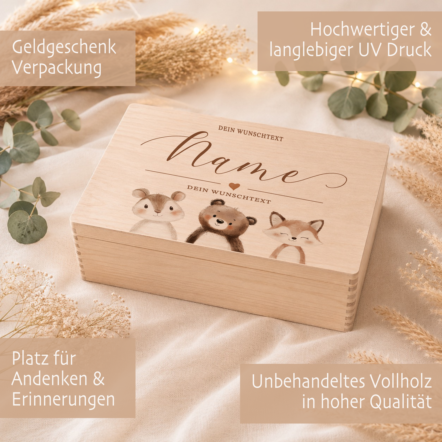 Personalisierte Erinnerungskiste Baby mit Namen, Geschenk zur Geburt, Taufgeschenk, Holzkiste Kinder, Erinnerungsbox Baby, Geschenk  Kind