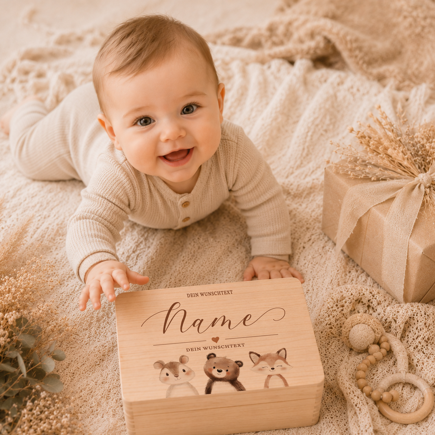 Personalisierte Erinnerungskiste Baby mit Namen, Geschenk zur Geburt, Taufgeschenk, Holzkiste Kinder, Erinnerungsbox Baby, Geschenk  Kind