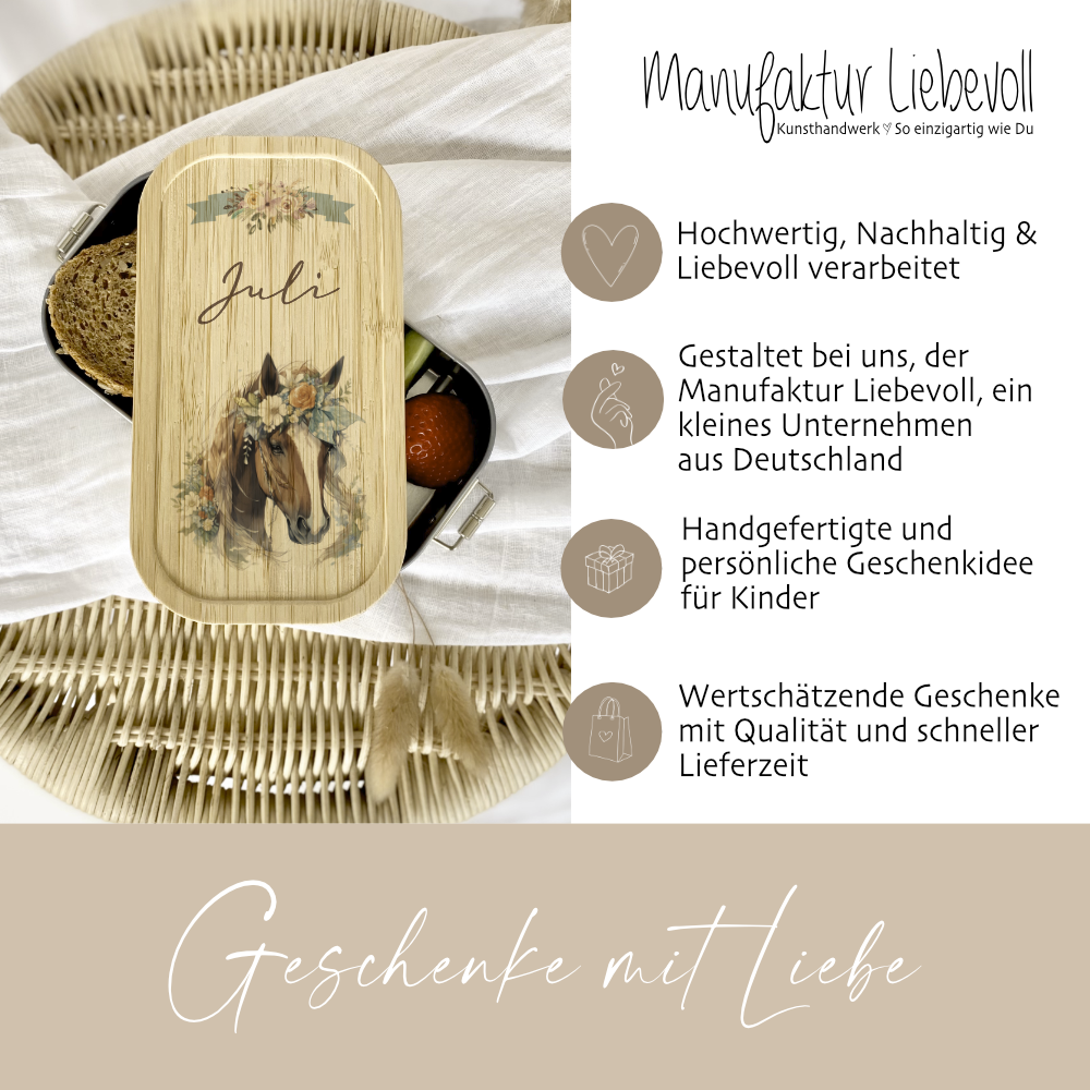 Lunchbox mit Pferdemotiv als Geschenk für Mädchen