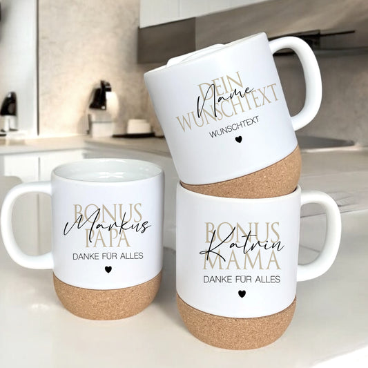 Geschenk Tasse Bonus Mama I Bonus Papa personalisierte Tasse für Stiefmama, Stiefpapa I Wunschtext Tasse mit Namen Geburtstag als Dankeschön