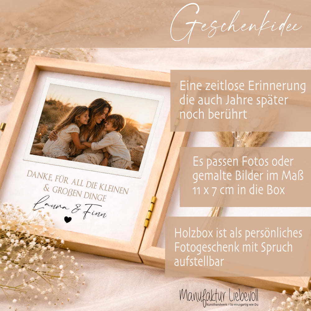 Geschenk Mama Papa personalisiert | Muttertagsgeschenk & Vatertagsgeschenk | Geburtstagsgeschenk Eltern | Fotogeschenk Holzbox