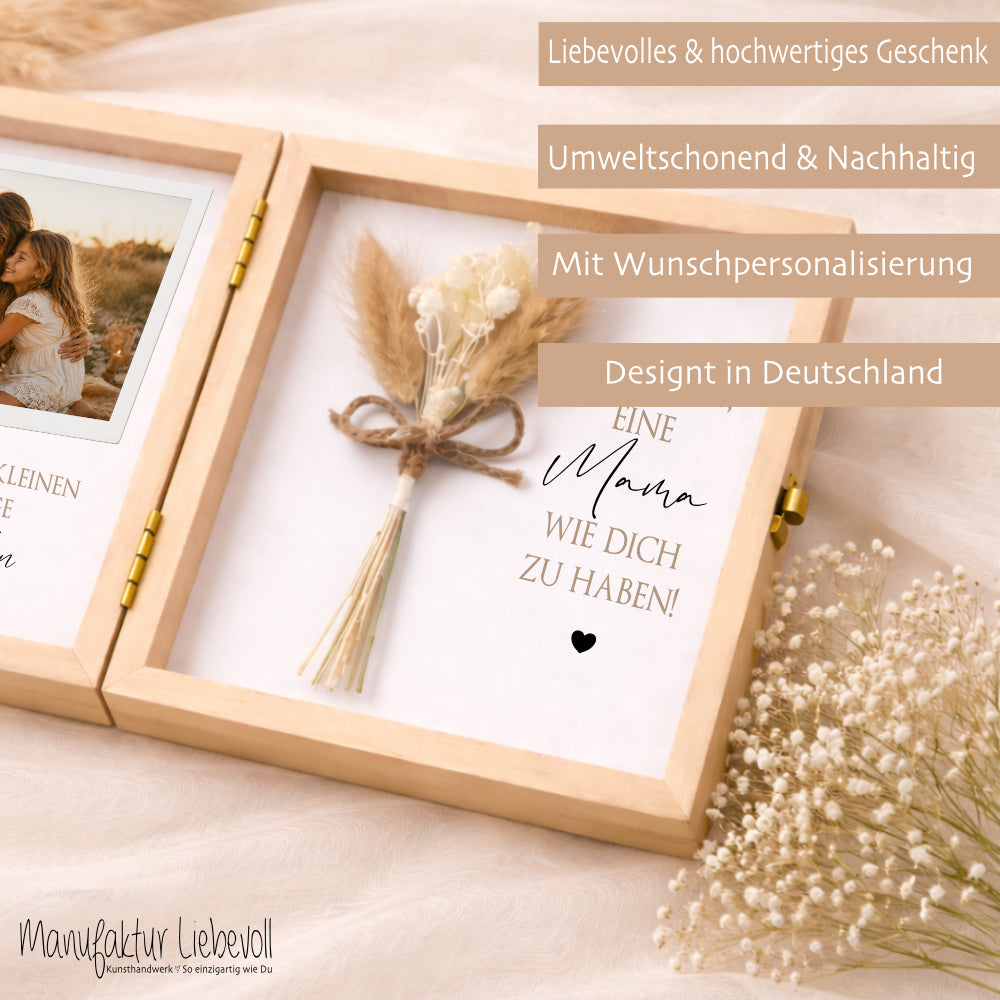 Geschenk Mama Papa personalisiert | Muttertagsgeschenk & Vatertagsgeschenk | Geburtstagsgeschenk Eltern | Fotogeschenk Holzbox