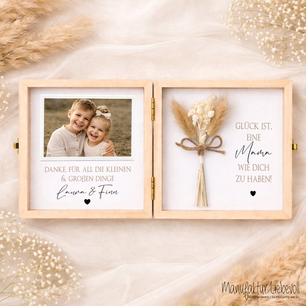 Geschenk Mama Papa personalisiert | Muttertagsgeschenk & Vatertagsgeschenk | Geburtstagsgeschenk Eltern | Fotogeschenk Holzbox