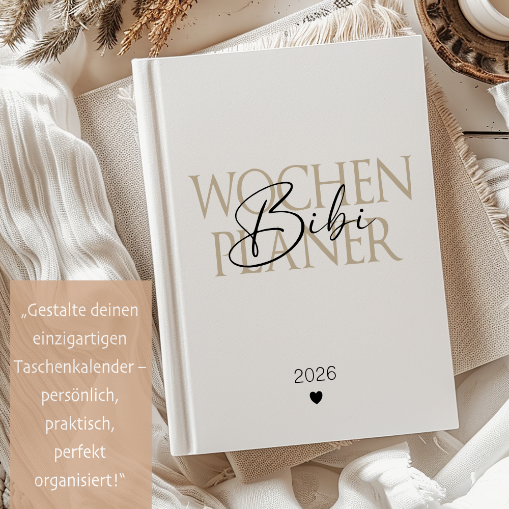 Personalisierter Terminplaner 2026 Din A5 | Hardcover Buchkalender mit Name | Weißes Cover, Modernes Design