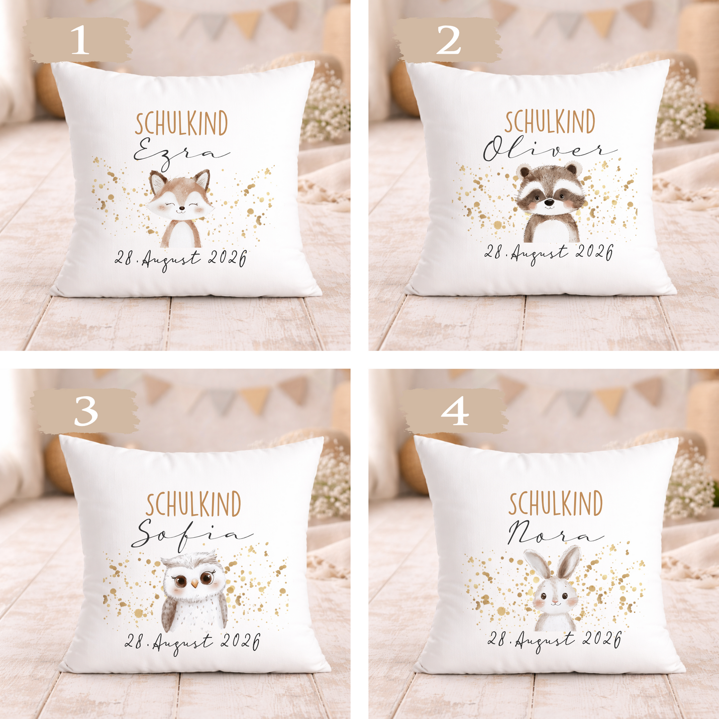 Personalisiertes Kissen zur Einschulung – Schulkind 2026 Geschenk mit Namen