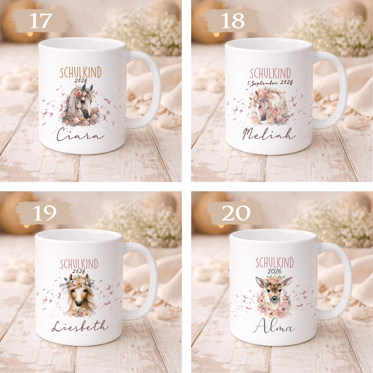 Einschulung Geschenk Schulkind 2026 I Personalisierte Kinder Tasse mit Namen viele Motive I Mädchen Einschulung Junge Geschenk Schulstart