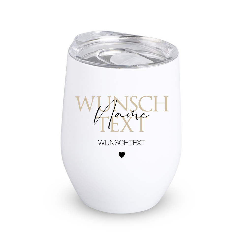 Personalisierter Weinbecher Herzensmensch und Wunschtext aus Edelstahl