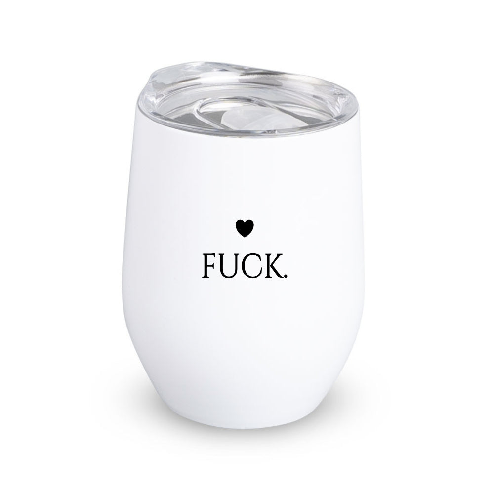 Weinglas to go mit Deckel, Thermobecher Edelstahl Becher, Sektbecher,  Spruch Mittelfinger Fuck