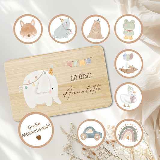 Frühstücksbrett personalisiertes Babygeschenk Geburt Taufe Baby Taufgeschenk Schneidebrett mit Namen| Große Motivauswahl