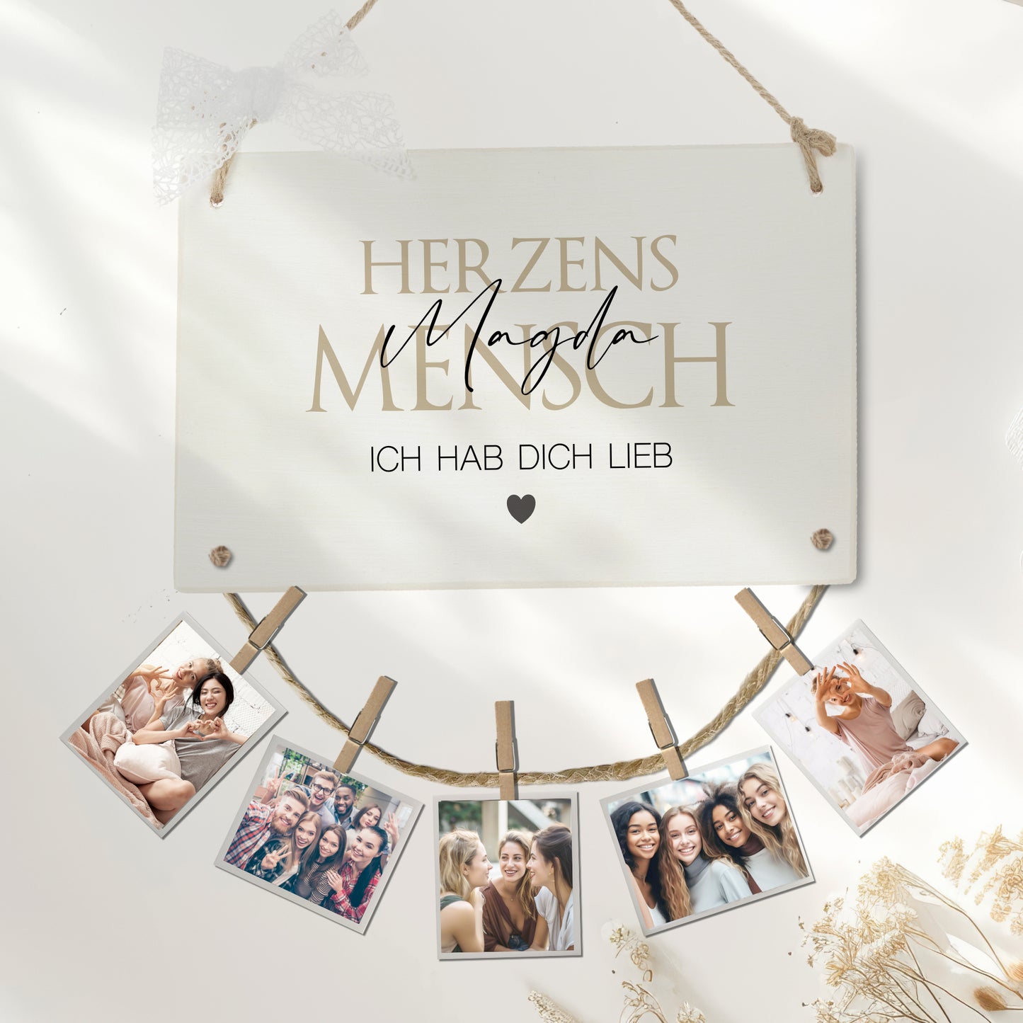 Herzensmensch Wunschtext Personalisiertes Fotogeschenk mit Namen für Frauen & Männer Geburtstag Geburtstagsgeschenk