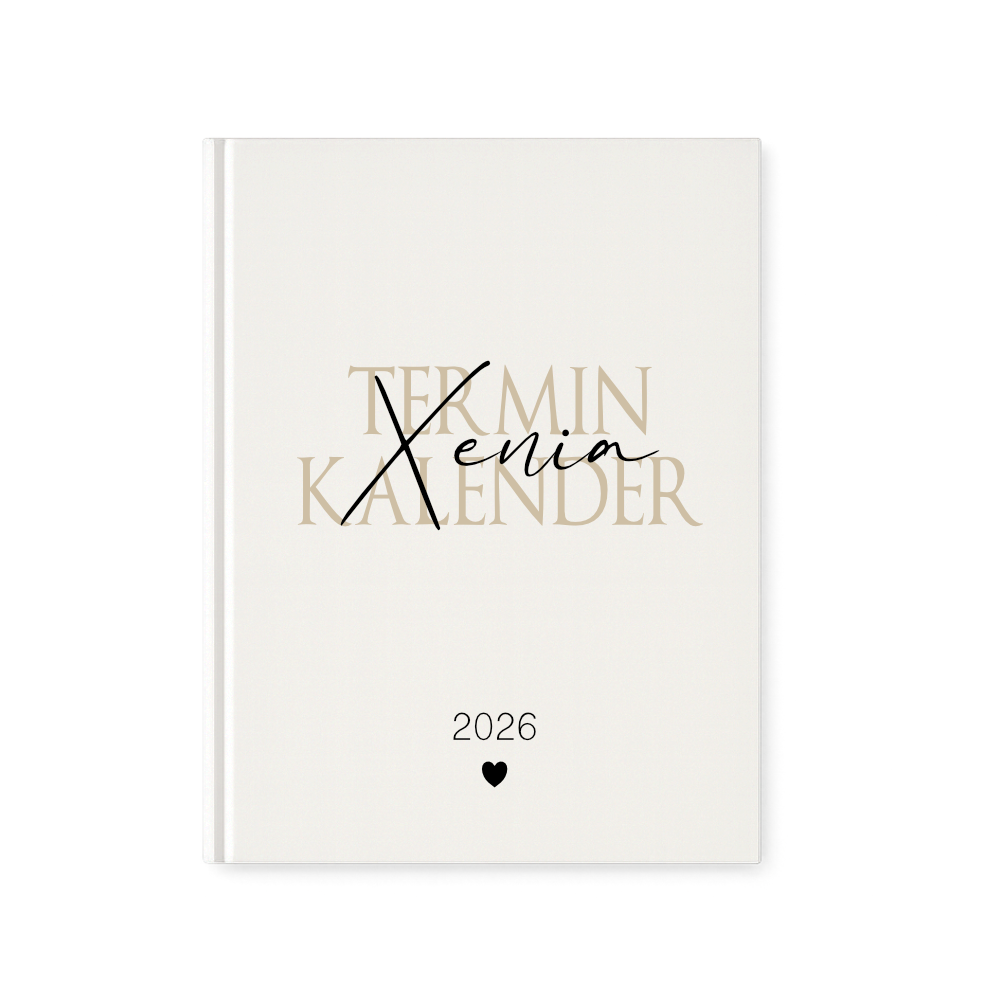 Personalisierter Terminplaner 2026 Din A5 | Hardcover Buchkalender mit Name | Weißes Cover, Modernes Design
