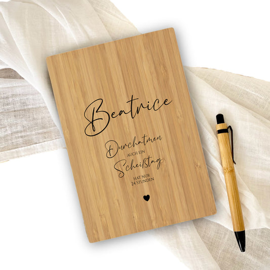 Notizbuch "Durchatmen" Tagebuch mit Namen Spruch A5 Journal Mädchen Frauen Männer Teenager Geschenk Schreibheft Journal Kugelschreiber