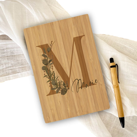 Notizbuch personalisiert Tagebuch mit Namen A5 Journal Mädchen Frauen Teenager Geschenk Schreibheft Journal Notizheft Monogramm Eukalyptus