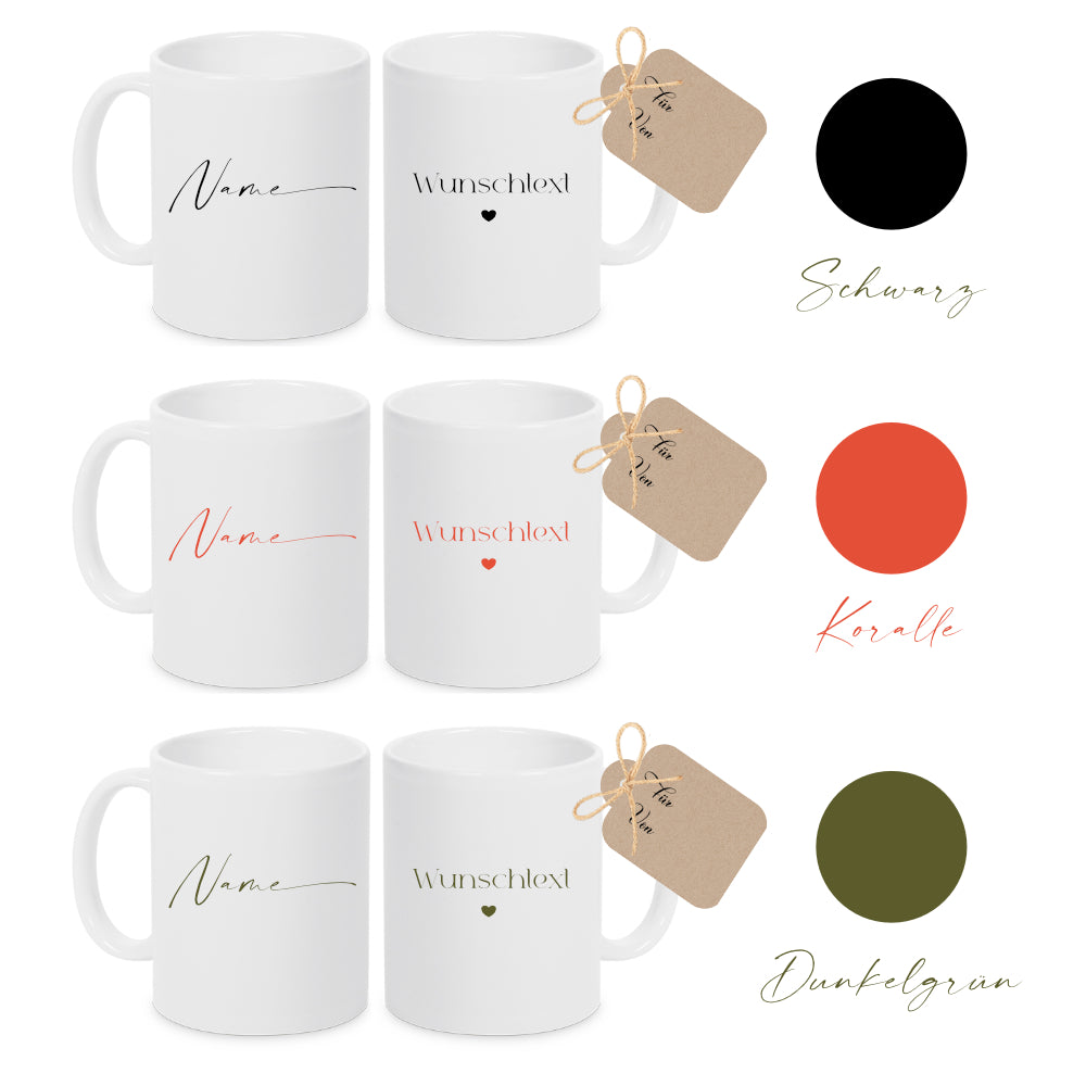 Tasse mit Wunschtext und Namen aus Keramik | in 5 Farben erhältlich