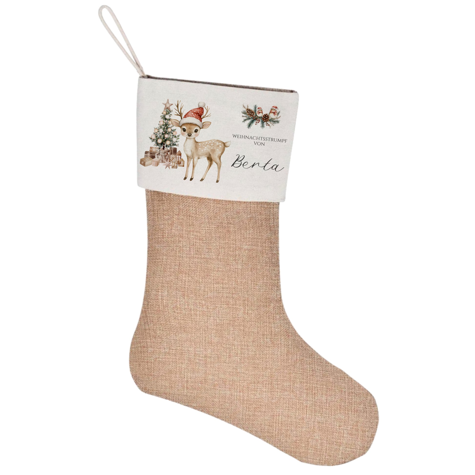 Nikolausstrumpf Rehkitz mit Namen als Geschenk für Kinder