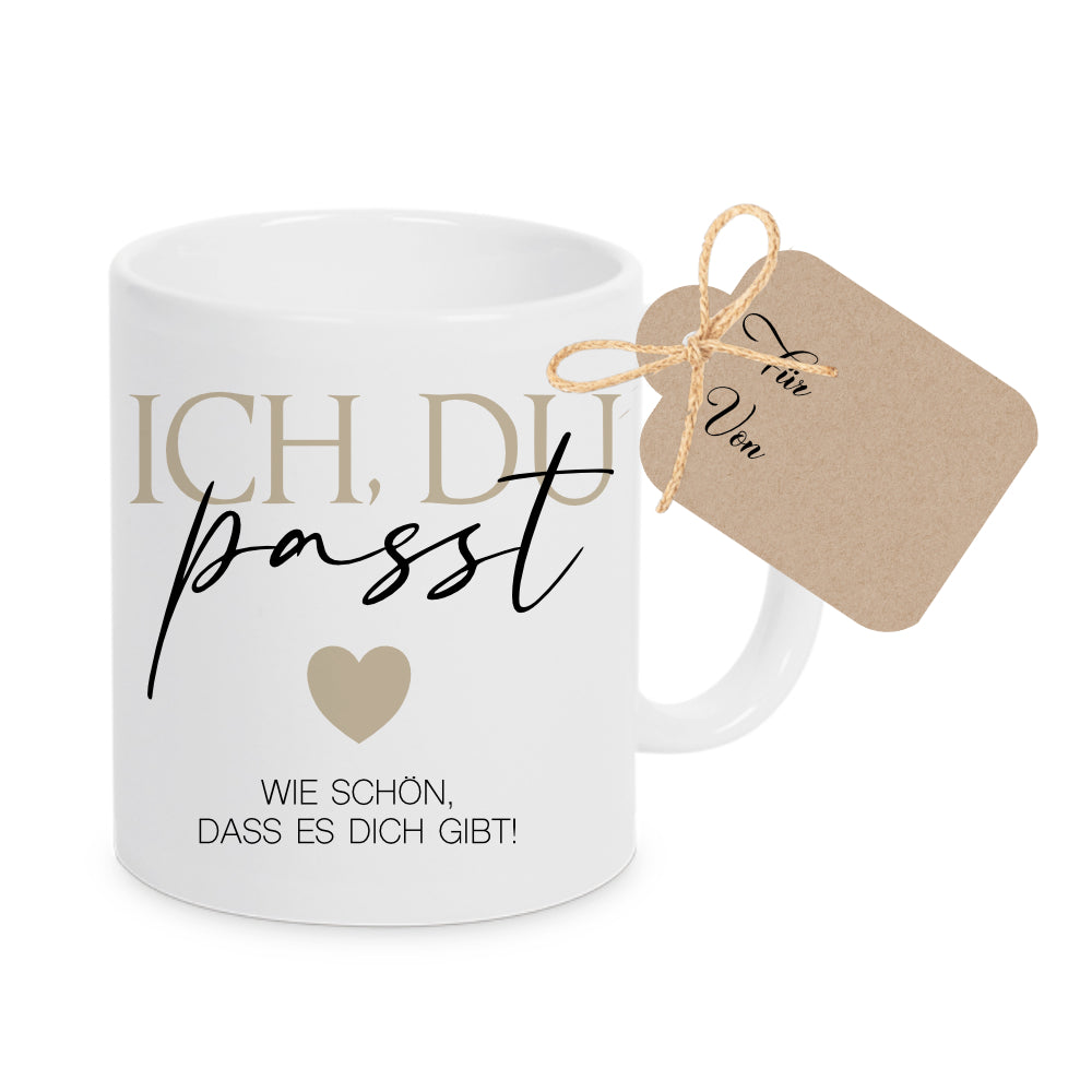 Tasse "Ich Du passt" Geschenk Paare Verliebte Kaffeetasse mit Spruch