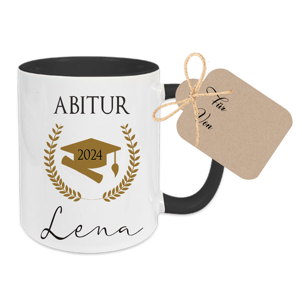 Abi Tasse mit Namen als Geschenkidee für Abiturient