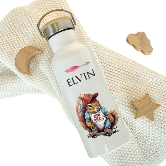 Eichhörnchen Skater Trinkflasche als Geschenkidee für Kinder