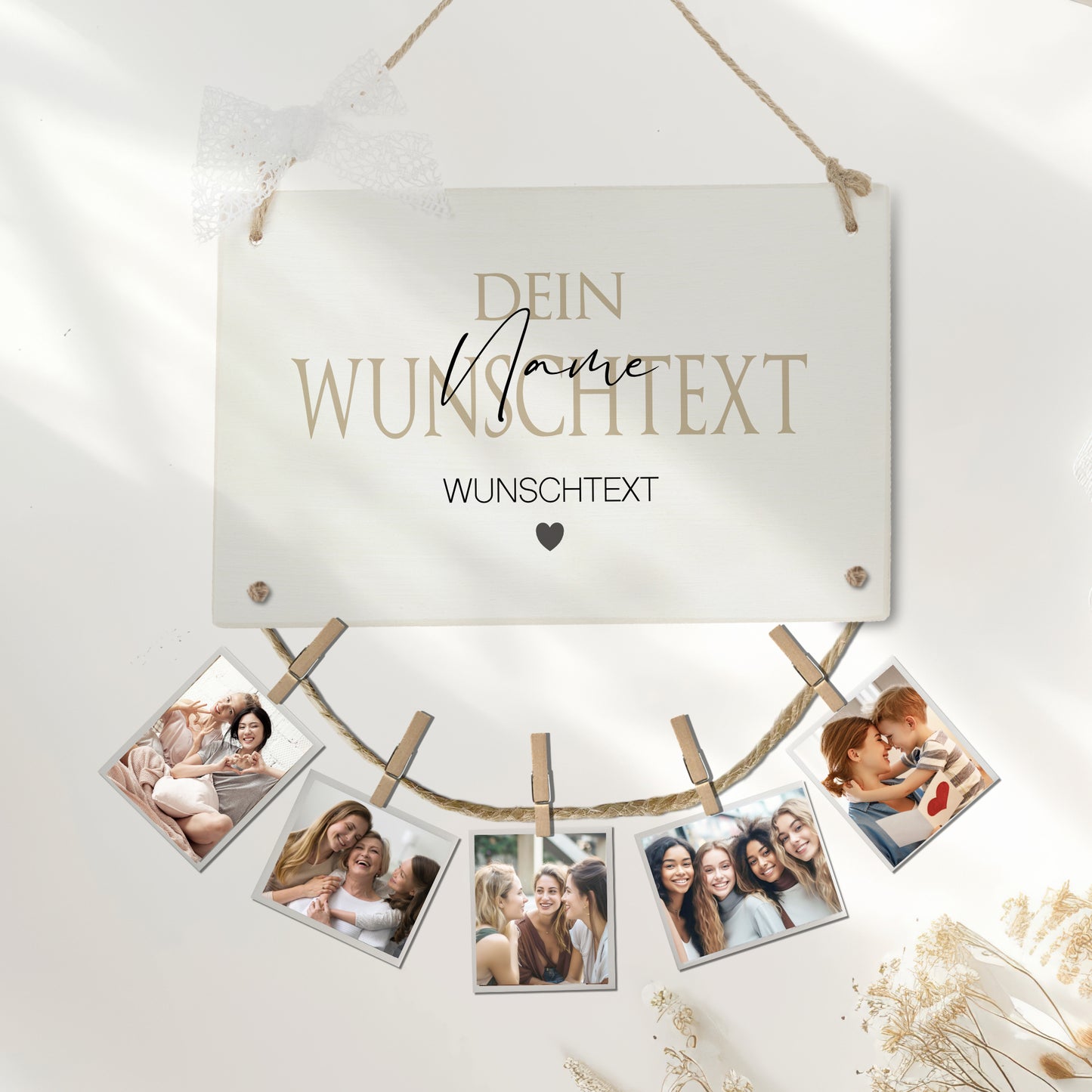 Herzensmensch Wunschtext Personalisiertes Fotogeschenk mit Namen für Frauen & Männer Geburtstag Geburtstagsgeschenk