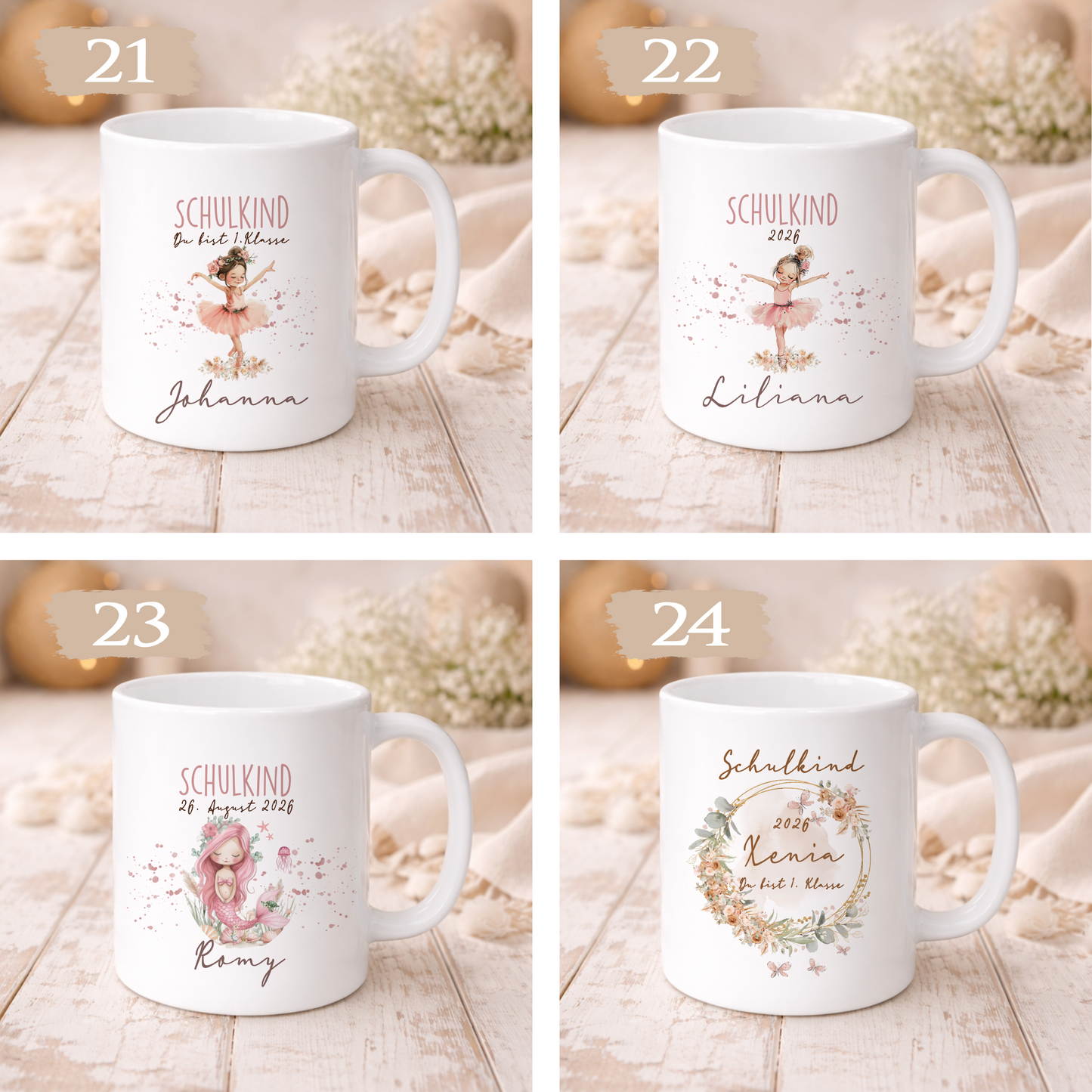 Einschulung Geschenk Schulkind 2026 I Personalisierte Kinder Tasse mit Namen viele Motive I Mädchen Einschulung Junge Geschenk Schulstart