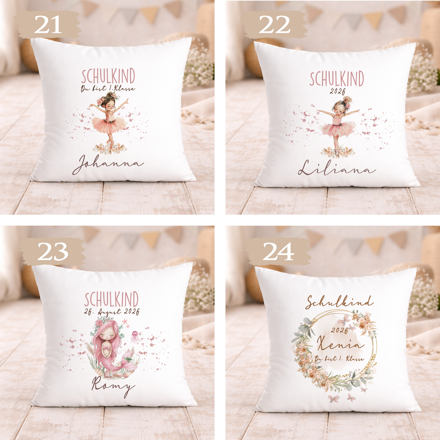 Personalisiertes Kissen zur Einschulung – Schulkind 2026 Geschenk mit Namen