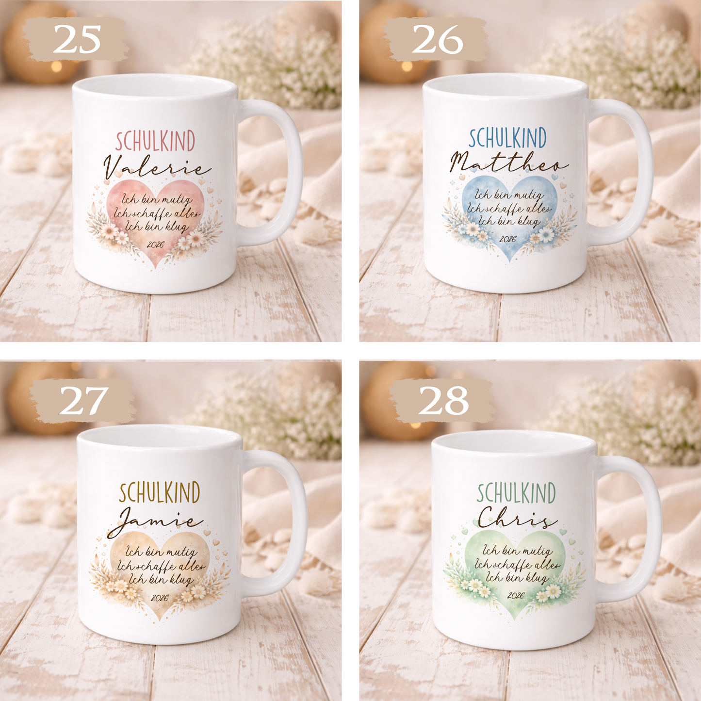 Einschulung Geschenk Schulkind 2026 I Personalisierte Kinder Tasse mit Namen viele Motive I Mädchen Einschulung Junge Geschenk Schulstart