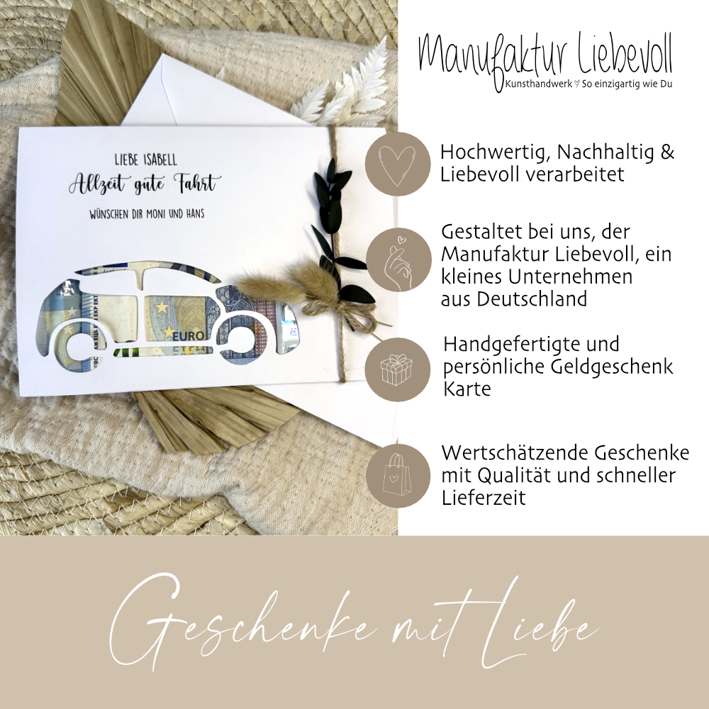 Geld Geschenk Karte Führerschein mit Namen