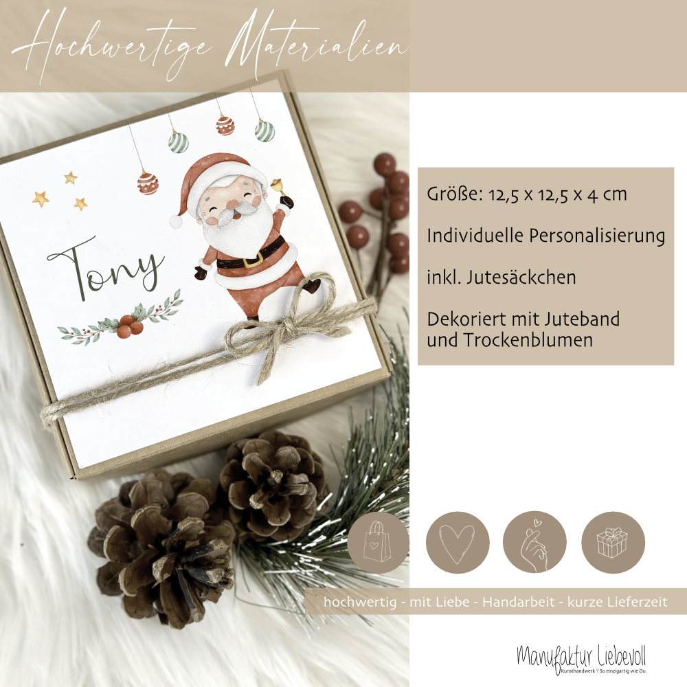 Geschenkschachtel als Weihnachtsgeschenk mit Namen für Kinder