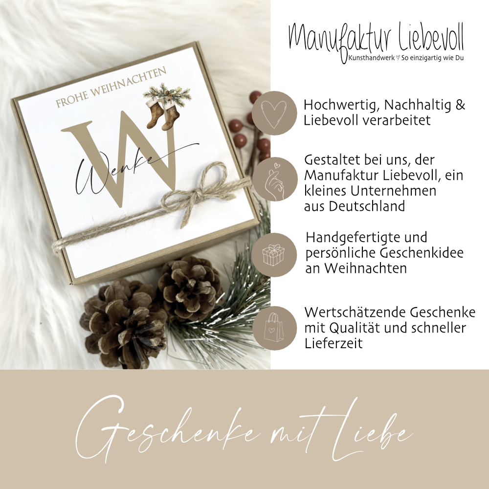 Geschenkschachtel frohe Weihnachten mit Namen als Weihnachtsgeschenk