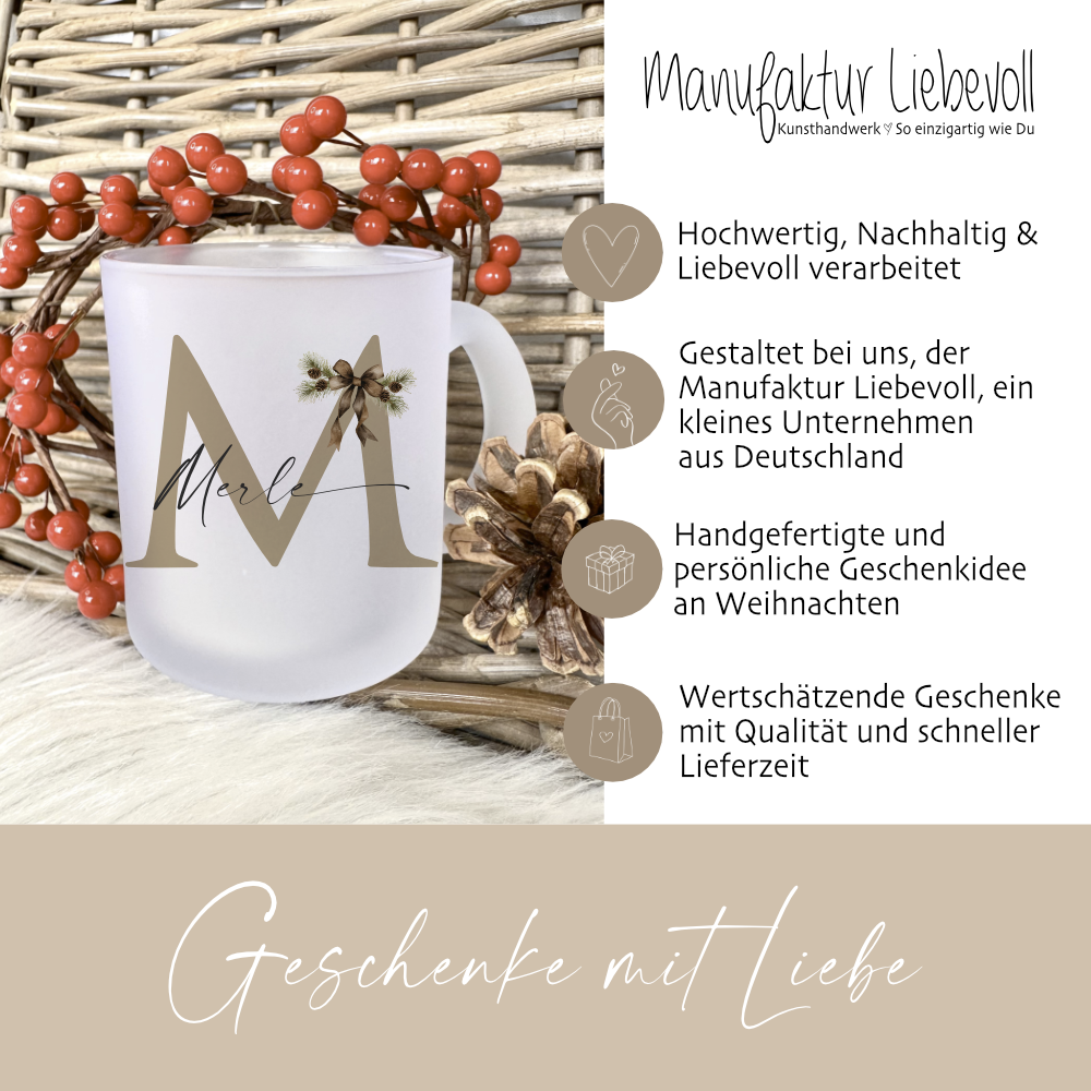 Tasse "Weihnachtsschleife" Geschenk Weihnachten m. Namen personalisiert I Weihnachtstasse Weihnachtsgeschenk I Nikolaus Geschenk Glühweintasse