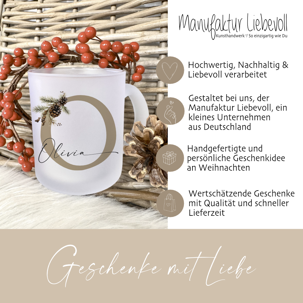 Glas Tasse mit Namen als Weihnachtsgeschenk für Sie und Ihn