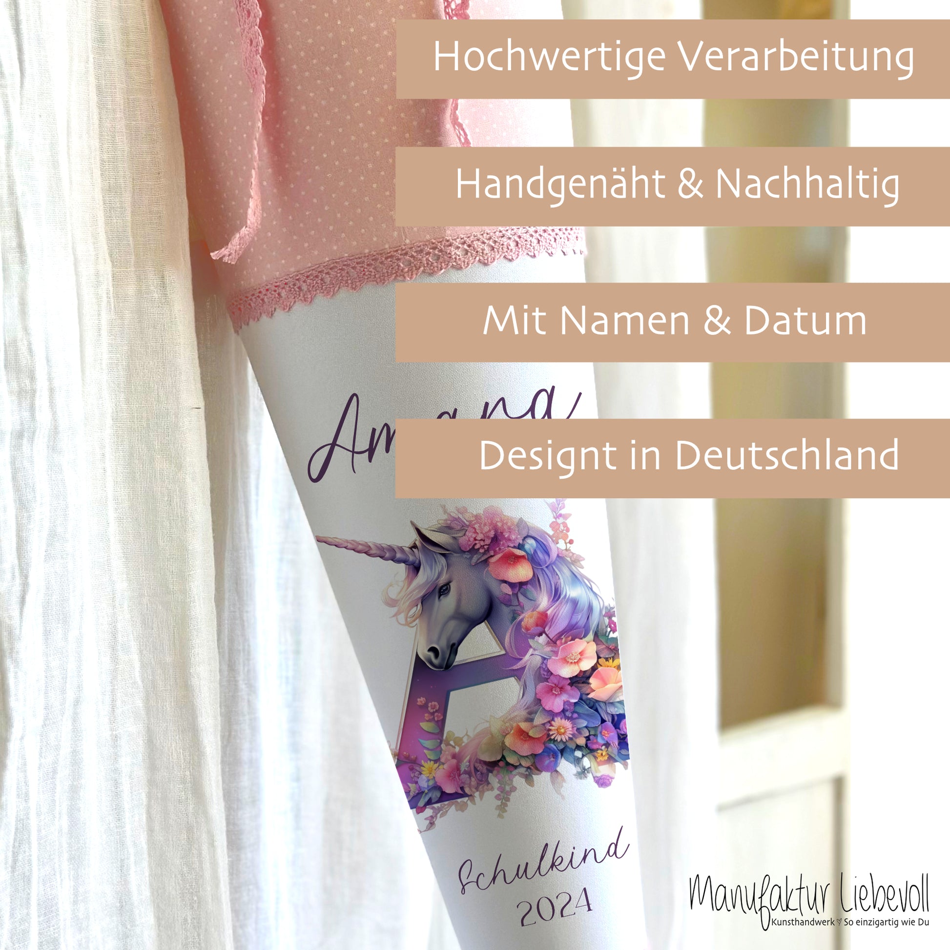 Einhorn Schultüte Buchstaben für Mädchen zur Einschulung