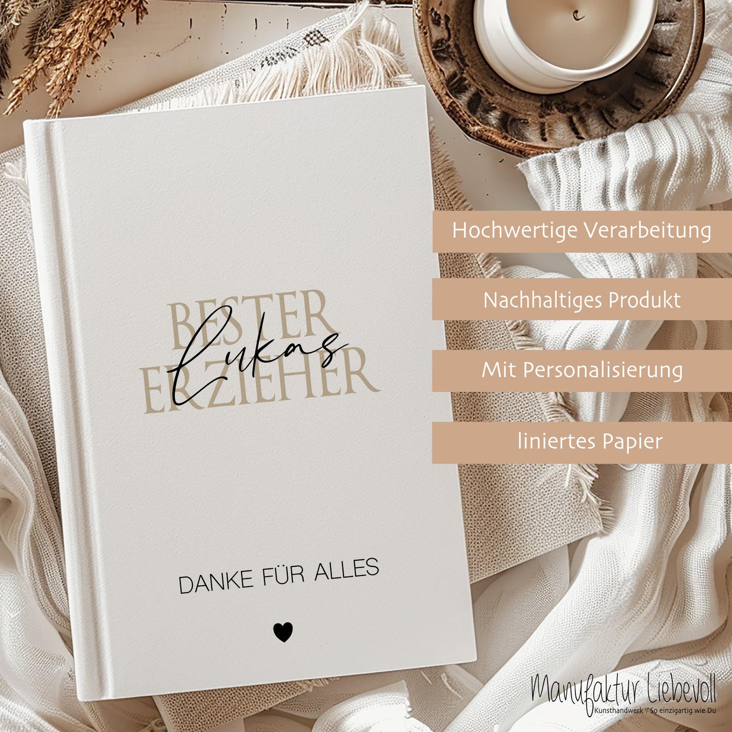 Notizbuch mit Namen Erzieherin Abschiedsgeschenk Erzieher Geschenk Dankeschön