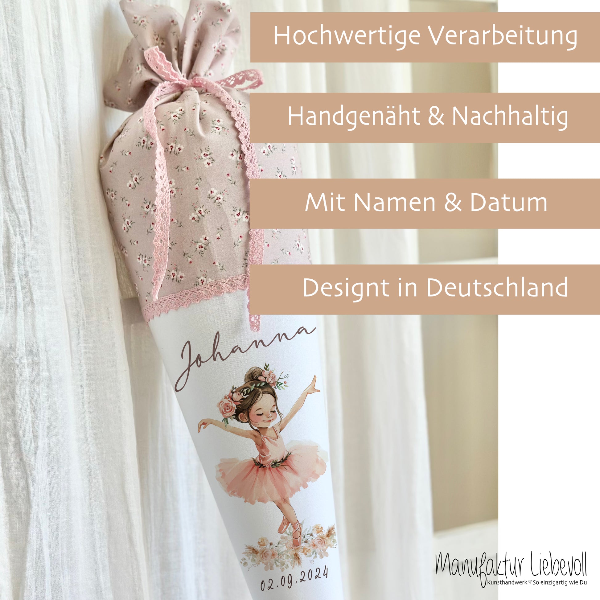 Ballett Tänzerin Schultüte Mädchen mit Namen und Datum