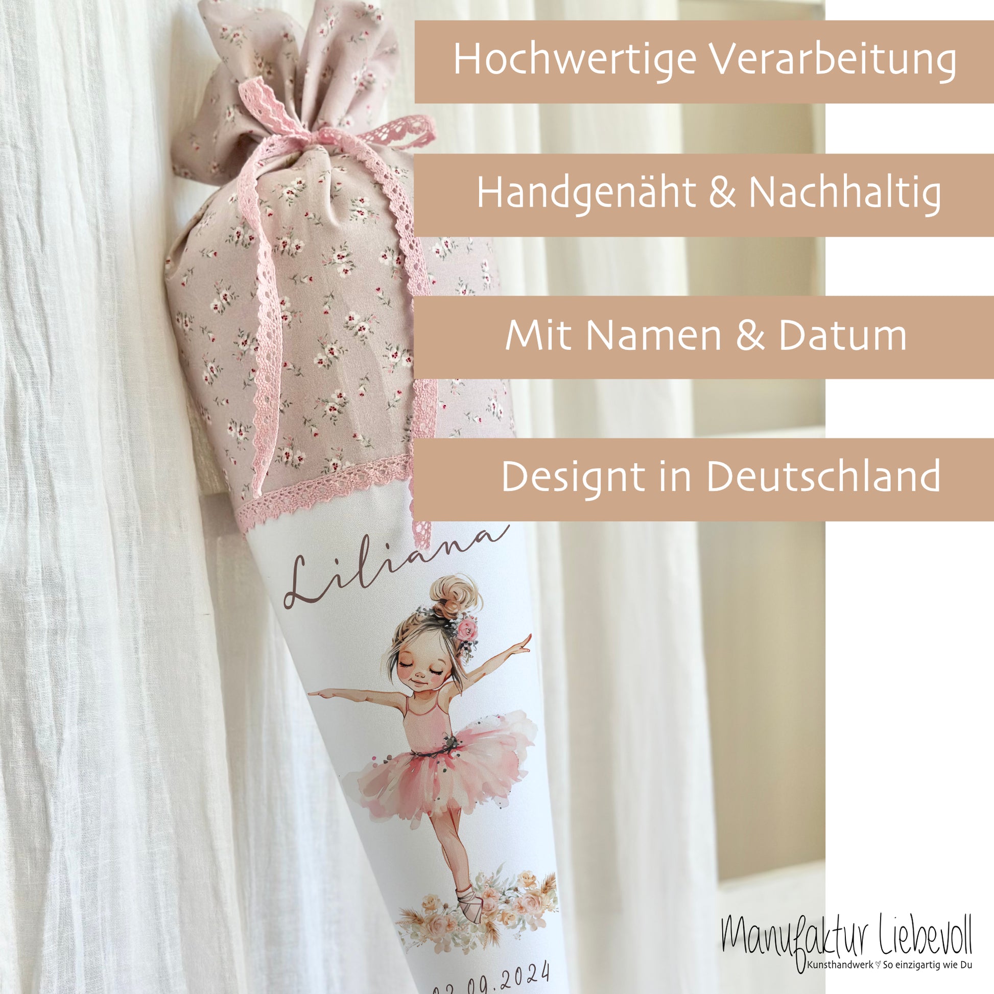 Ballerina Schultüte mit Namen, Zuckertüte für Mädchen