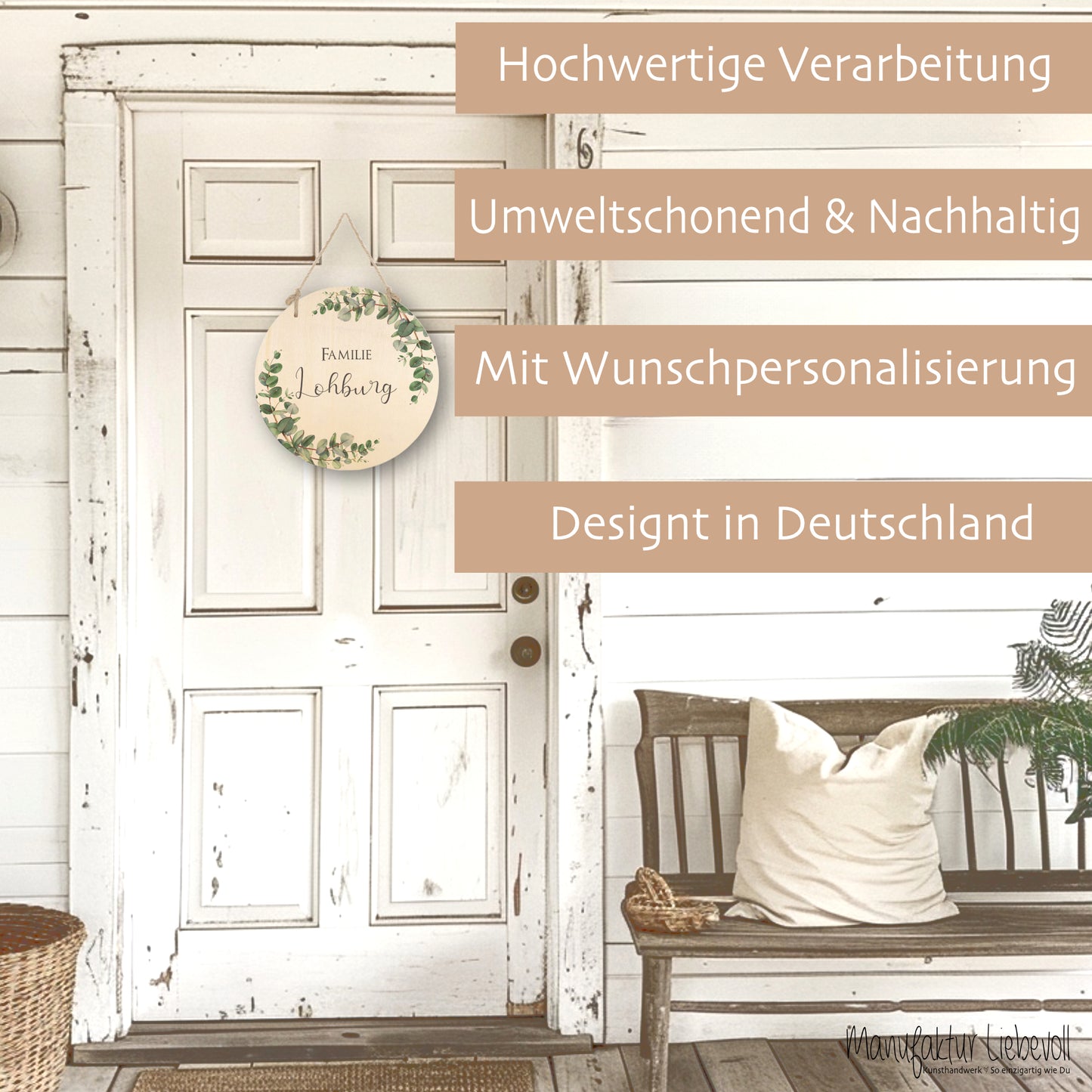 Familienschild "Wildblumen" mit dem Namen der Familie | Besondere Wohndeko u. liebevolles Geschenk für Familien "Autumn" | 3 Motivvarianten zur Auswahl