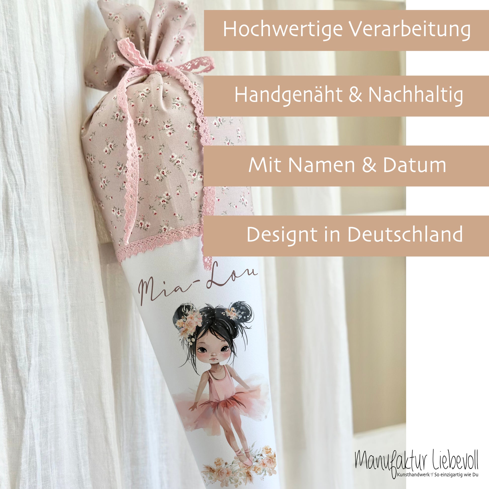 Ballerina Schultüte Mädchen zur Einschulung mit Namen