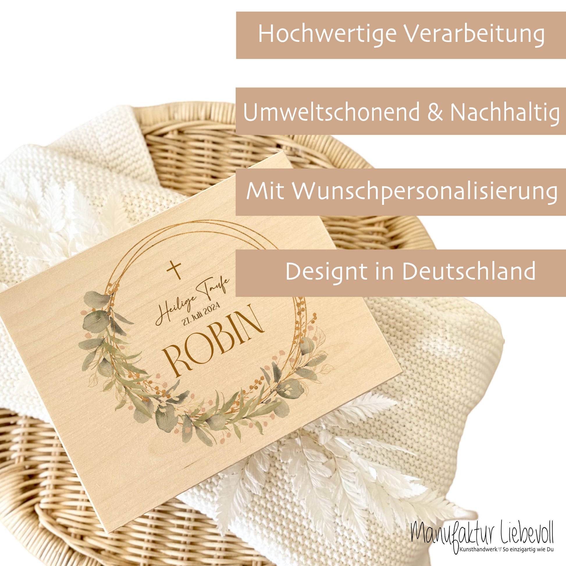 Erinnerungskiste Holzbox Geschenk Taufe mit Namen