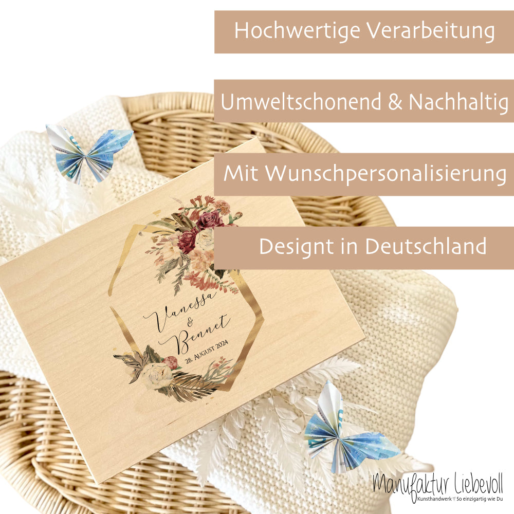 Erinnerungskiste Hochzeitsgeschenk Personalisiert Geldgeschenk Holzkiste Hochzeit 