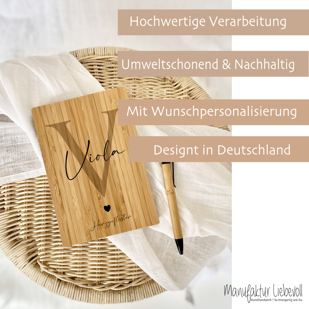 Notizbuch personalisiert Tagebuch mit Namen A5 Journal Mädchen Frauen Männer Teenager Monogramm