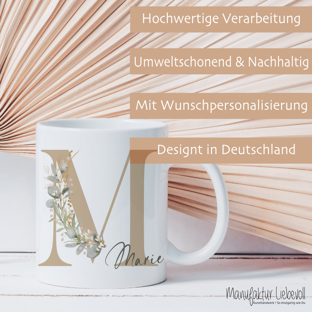 Tasse "Eukalyptus" mit Buchstaben und Namen für Frauen